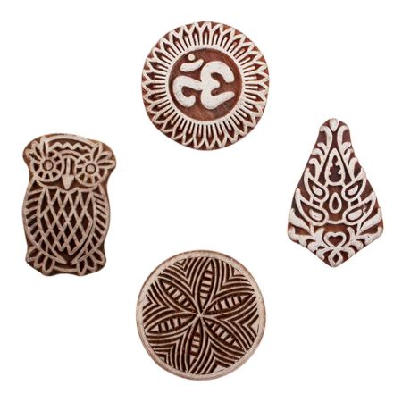 Set of 4 Piece New Mix Wooden Printing Blocks